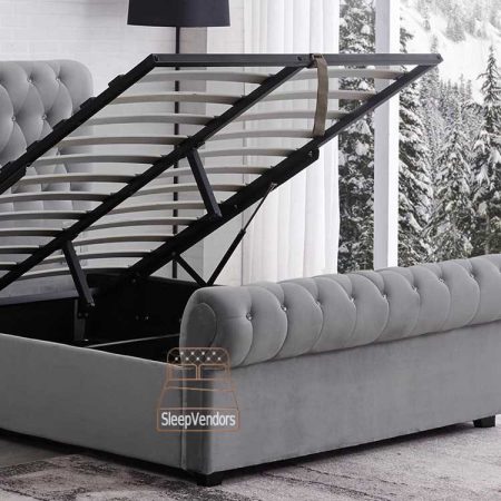 Eva Grey Sleigh Bed - Image 3