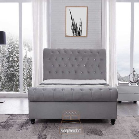 Eva Grey Sleigh Bed - Image 2