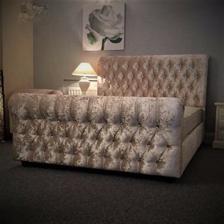 Scroll Chesterfield Sleigh Bed Frame - Image 2