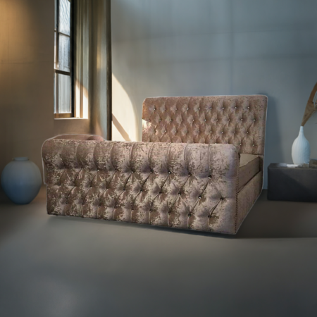 Sleigh Scroll Bed Frame Ottoman Storage & Mattress Option - Image 2