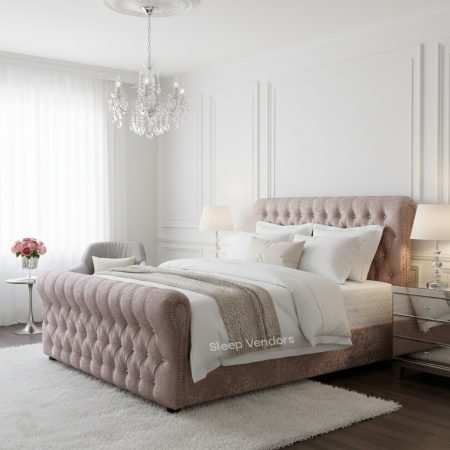Sleigh Scroll Bed Frame Ottoman Storage & Mattress Option