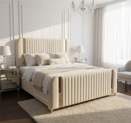 Luxury Panel Round Headboard ottoman storage Bed - Image 2