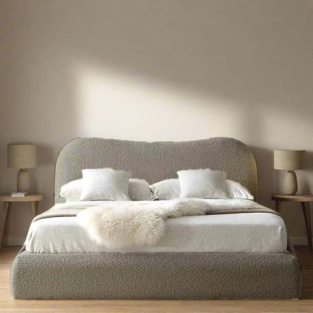 Teddy Boucle Cloud Headboard Bed Frame - Image 2