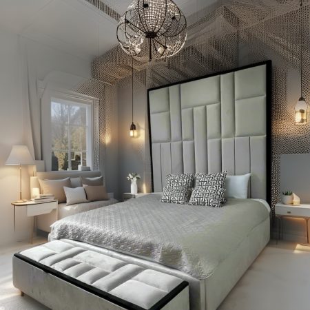Luxrious Tall Panels & Black Border Bed Frame - Image 3