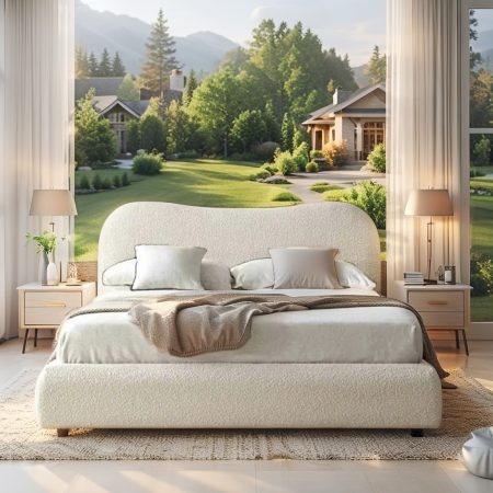 Teddy Bouclé Cloud Headboard Bed Frame