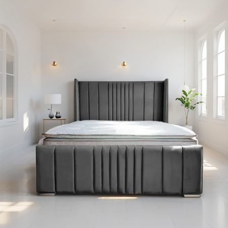 Manhearton® Luxury Wing Bed Frame With Mattress, Storage Options - Image 3