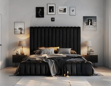 Black Caledonia® Luxury Bed Frame With Mattress, Storage Options